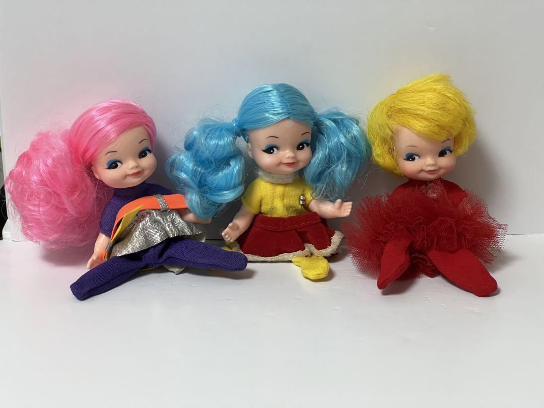 Remco Finger Ding Doll set of 3 Collection Retro Pink Blue Yellow Japan
