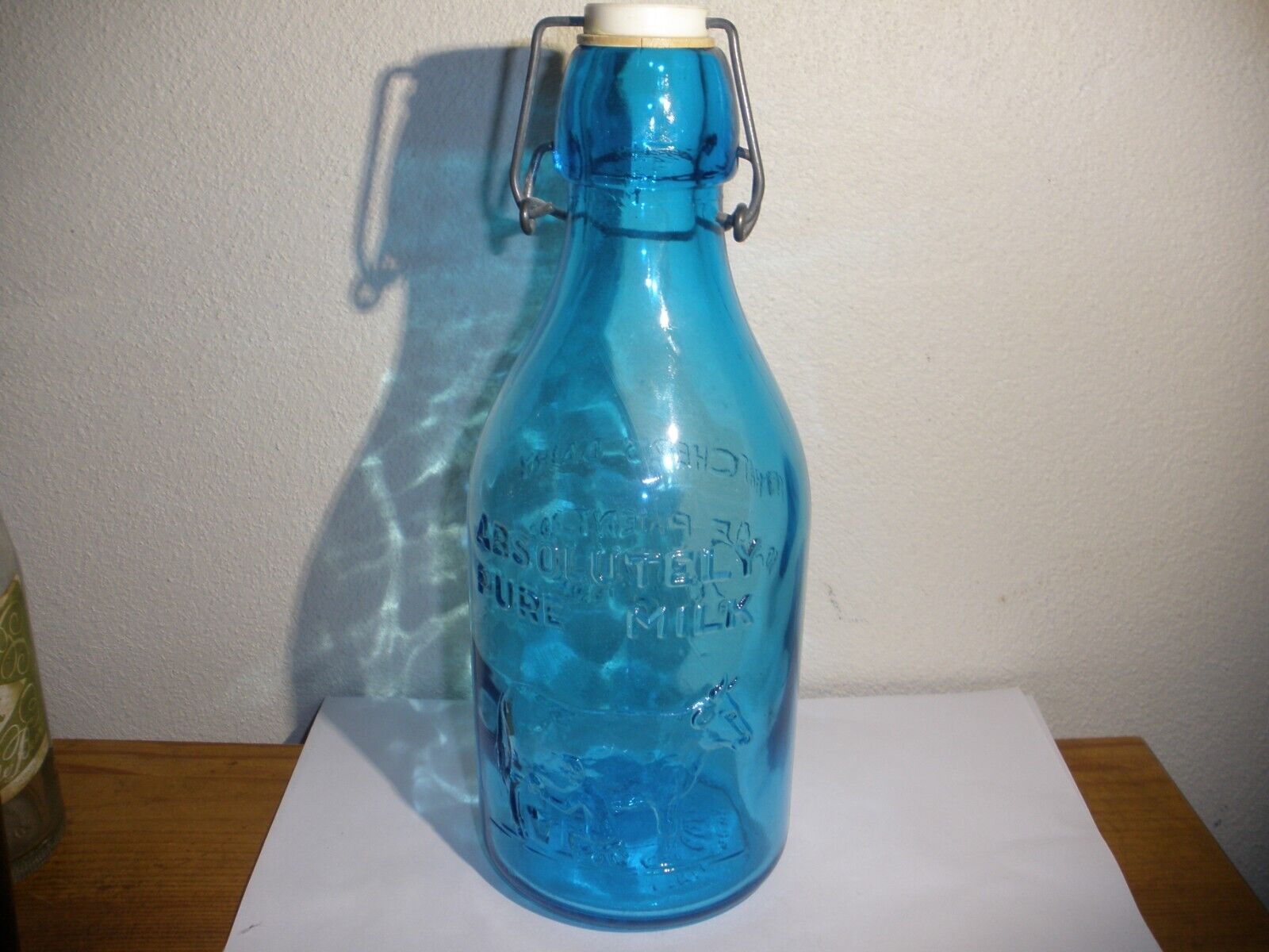 CROWNFORD CHINA CO. 1965 THATCHERS BLUE DAIRY(QT) BOTTLE REPRODUCTION