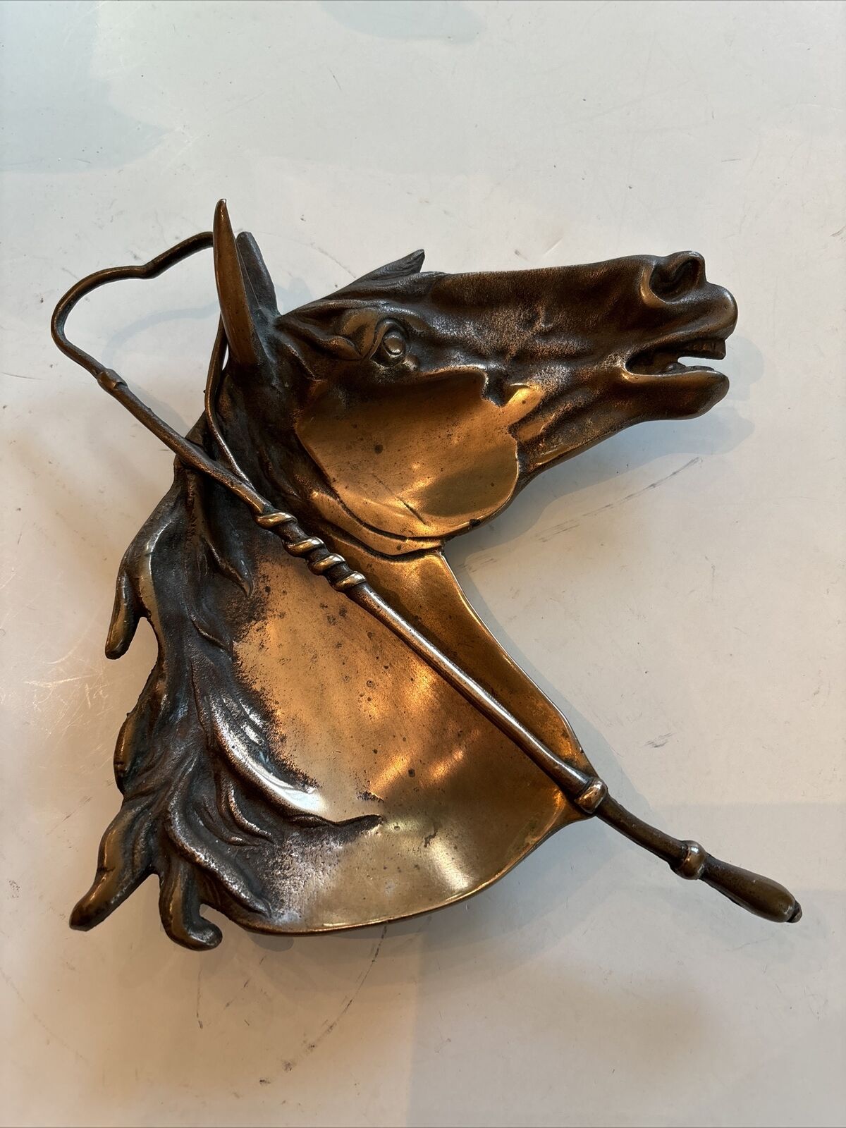 St. Louis Car Co.  Majestic Bronze Cast Iron Equine Horse Figural Ashtray 1940s