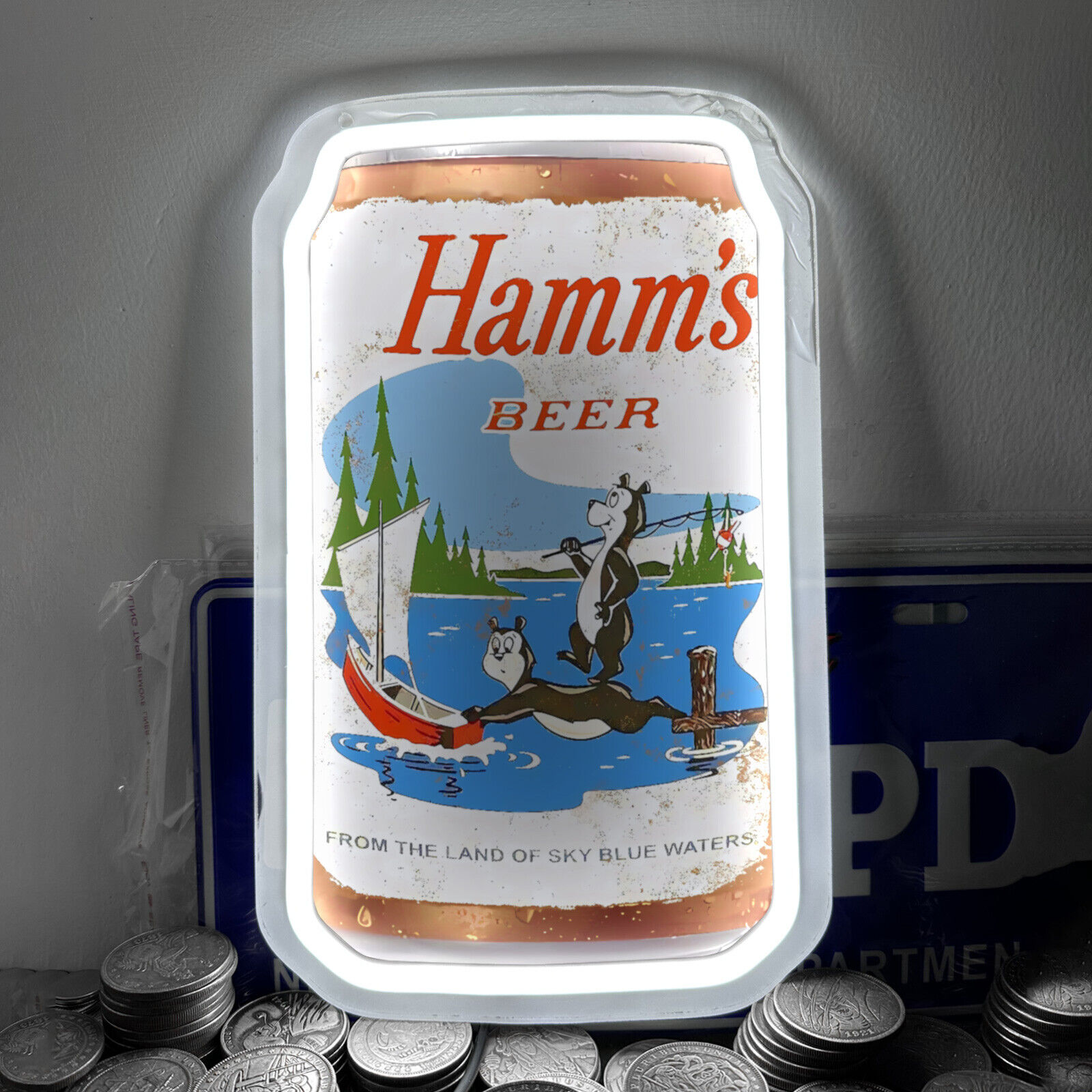 Hamm’s Beer Fishing on the Lake, Club Beer Bar Silicone Neon Sign Light 12x7\