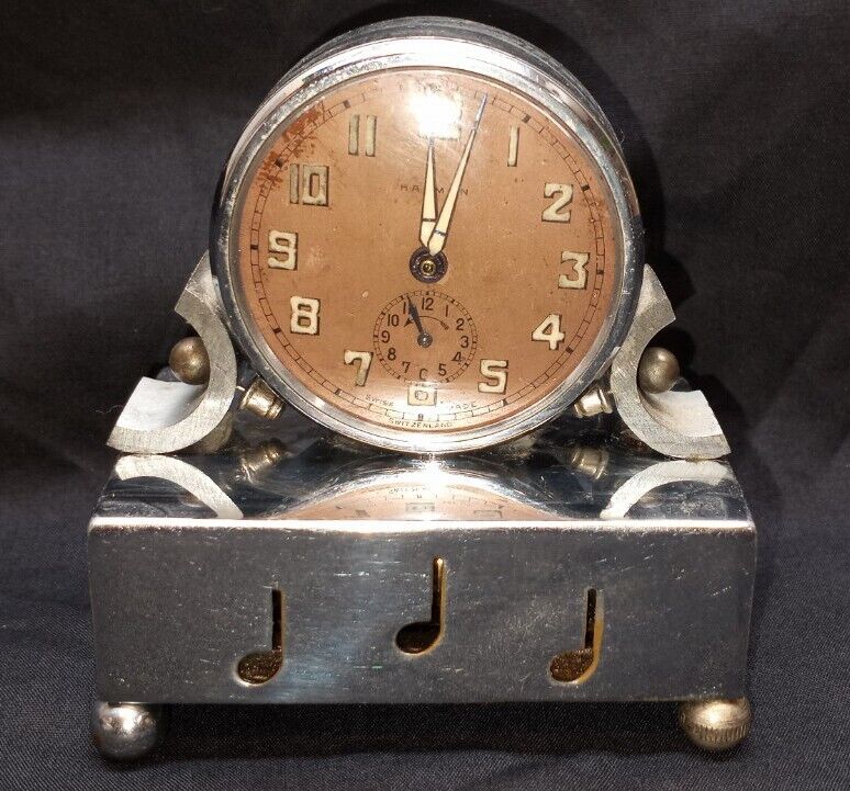 Vintage switzerland Harman watch co. Musical Alarm Clock Swiss made Working