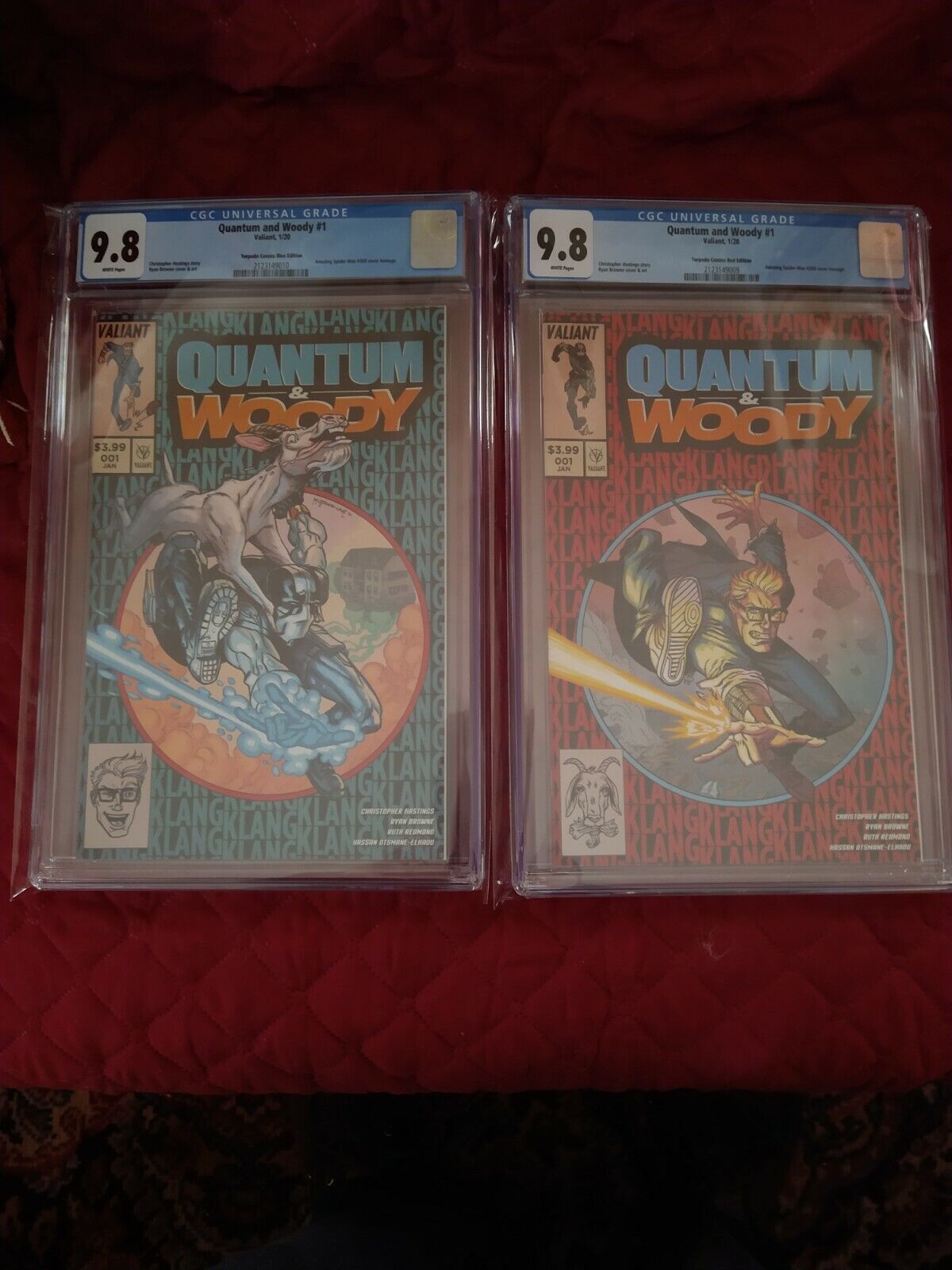 Quantum & Woody #1  Torpedo Comics Blue and Red Edition  ASM #300 homage CGC 9.8