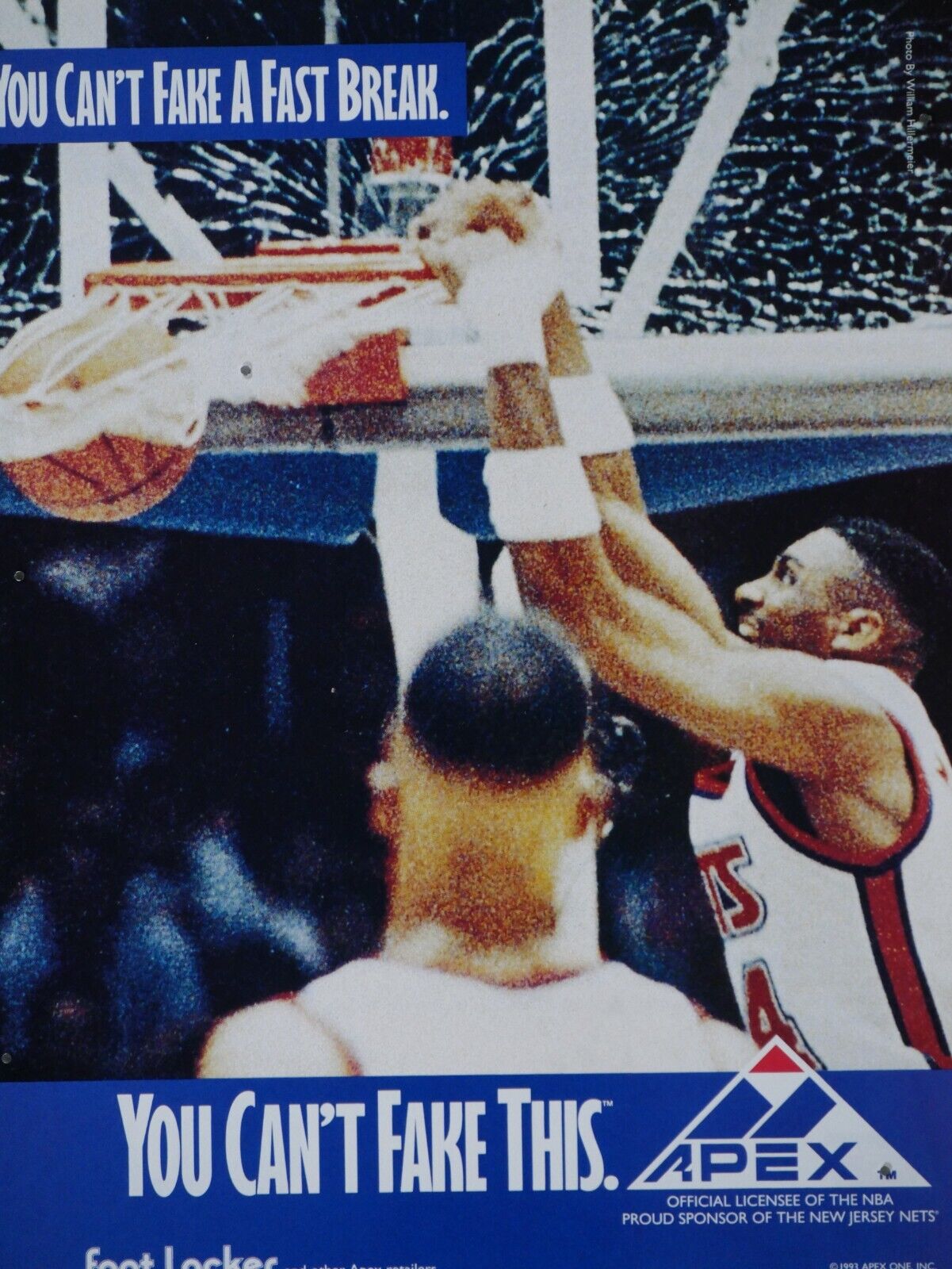 Derrick Coleman New Jersey Nets APEX VTG 1991 Can't Fake This Original Print Ad