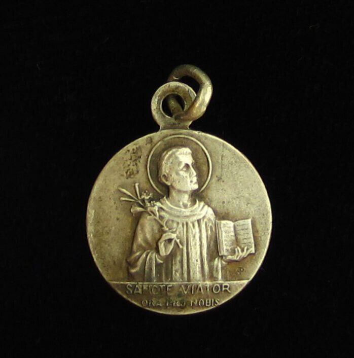Vintage Saint Viator Medal Signed AP KARO BECKER Petite Medal Small Size
