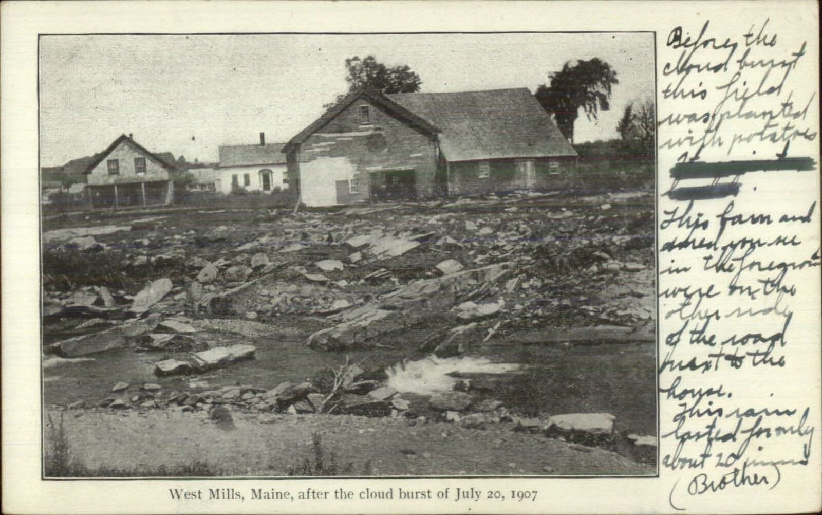 West Mills ME Cloud Burst Torbado Damage 1907 Weather Postcard