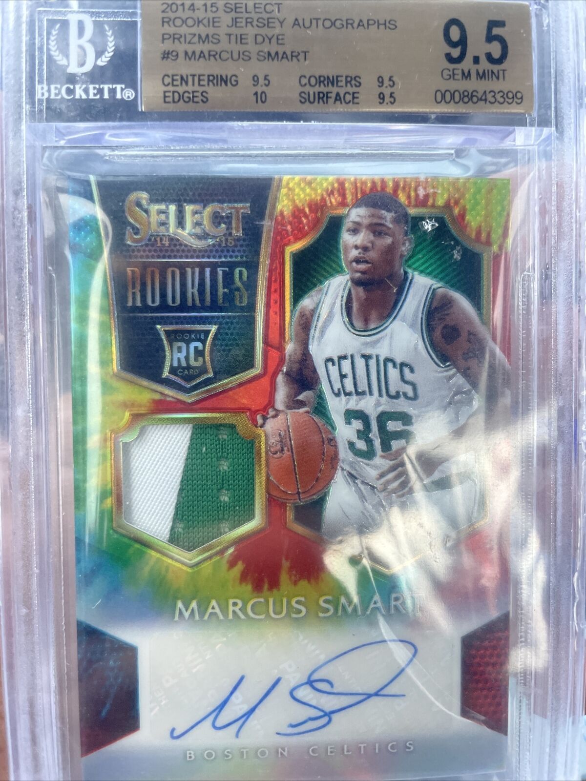 Trading Card 2014-2015 Select Rookie Jersey Autograph Prizm Tie Dye Marcus Smart