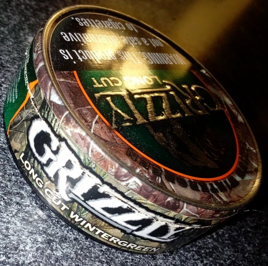 EMPTY GRIZZLY 2014 Camo can ~RARE for Crafts SMOKELESS, NO TOBACCO Tin Mudjug