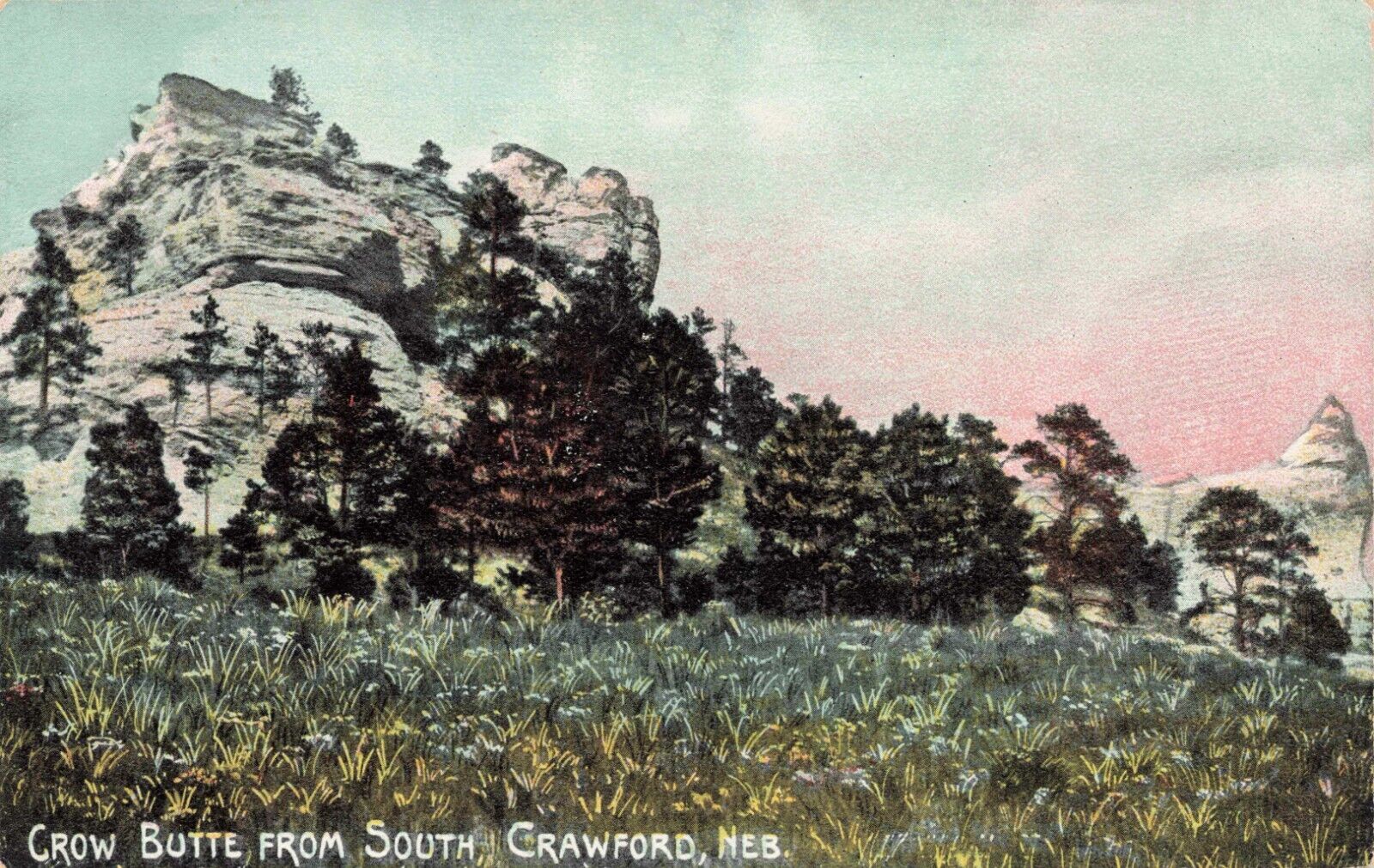 Crow Butte from South Crawford, Nebraska Vintage PC