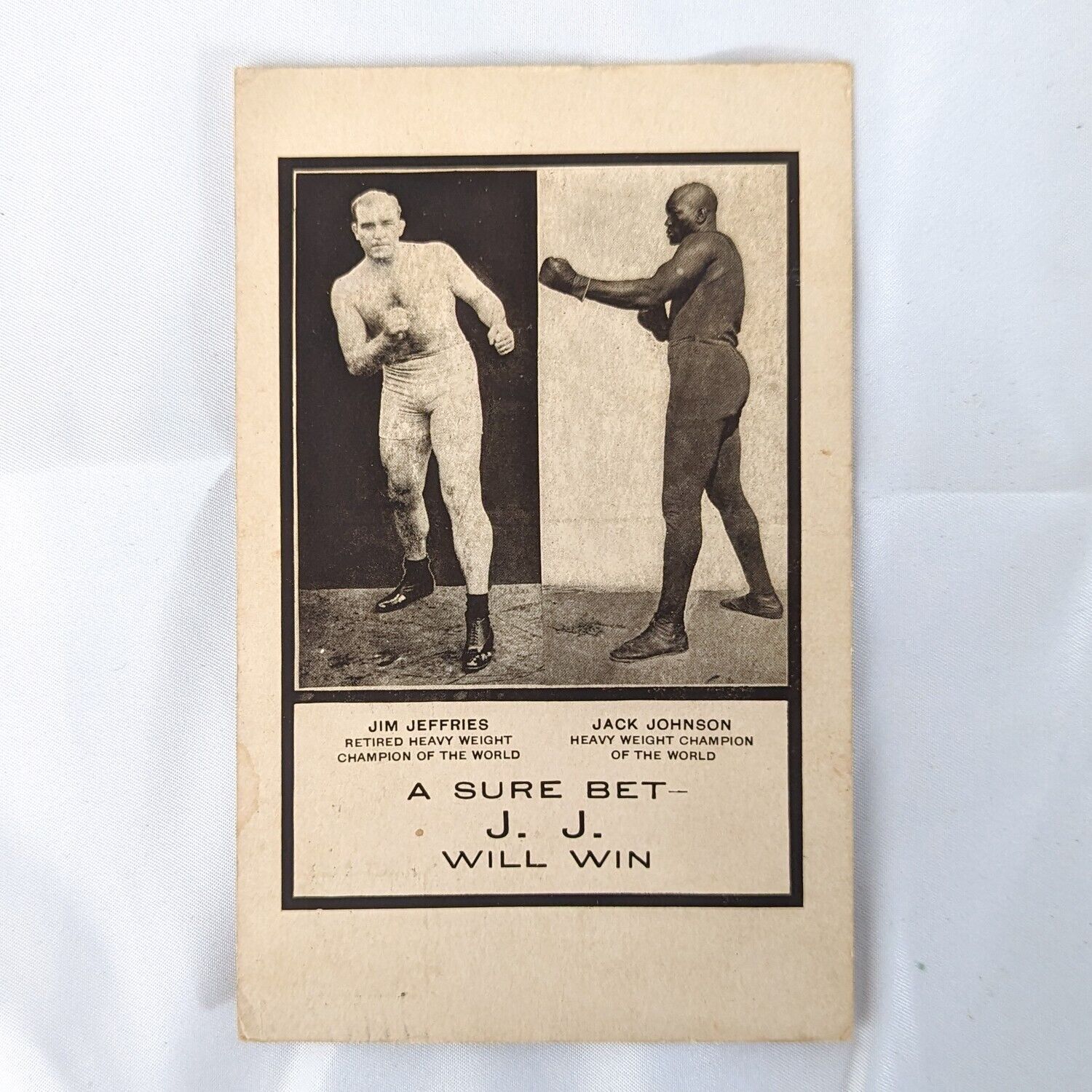Antique Jack Johnson Jim Jeffries Postcard Pre 1910 A Sure Bet Promotional Rare