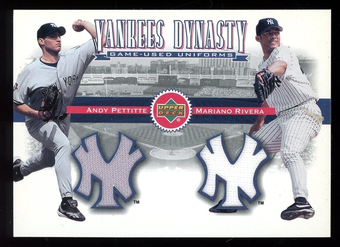 MARIANO RIVERA ANDY PETTITTE YANKEES DYNASTY DUAL GAME USED JERSEY RELIC NM+ UD