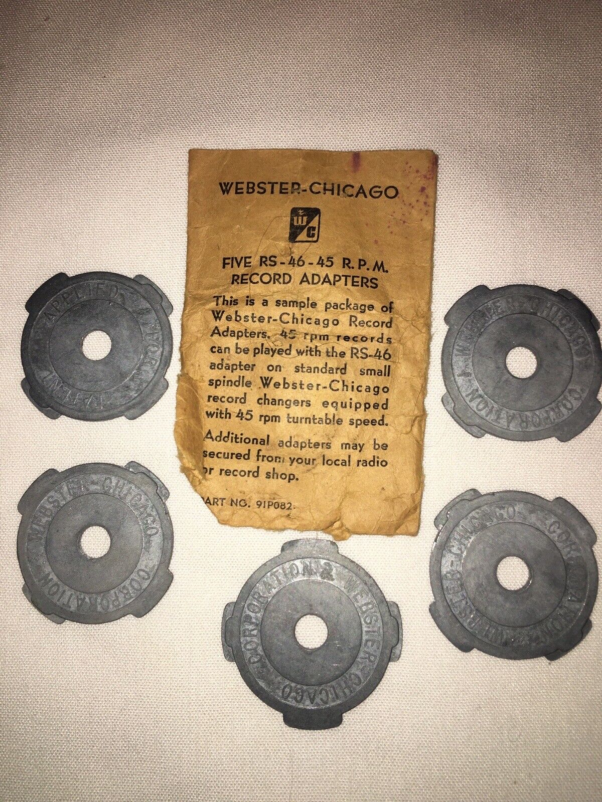 Webster Chicago 45 Record Adapters