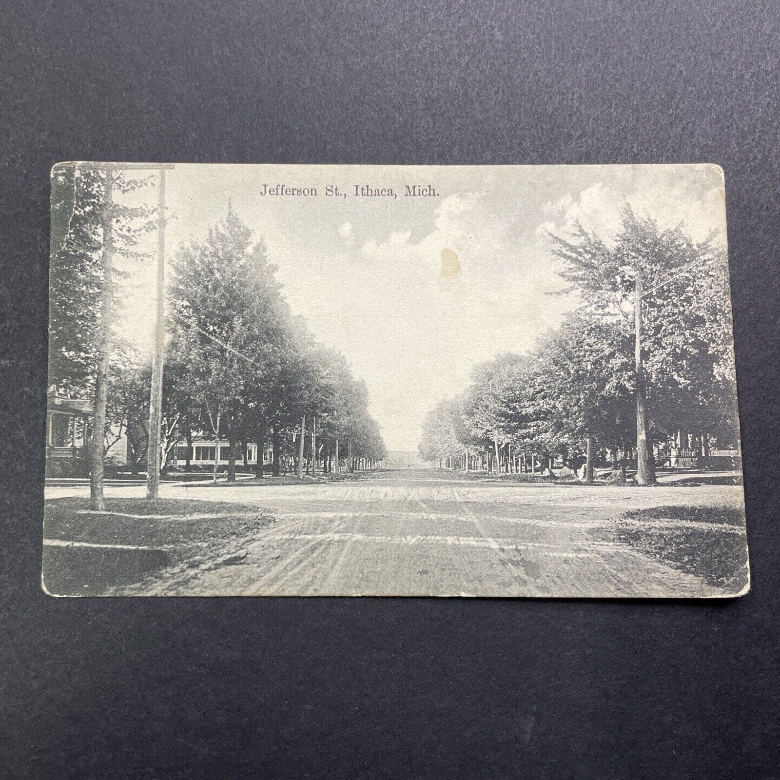 Antique 1910s Jefferson Street Ithaca Michigan Real Photo RPPC Postcard V3492