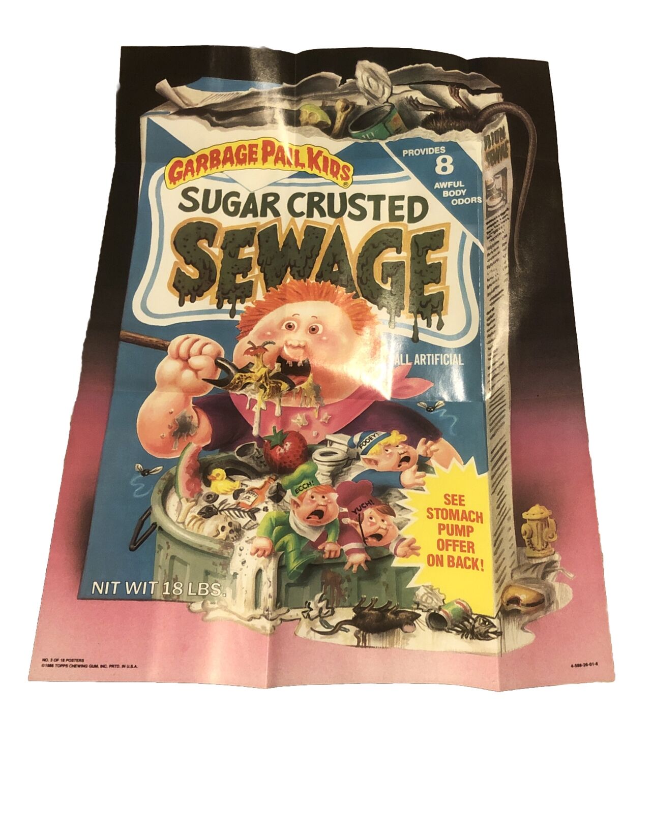GPK Garbage Pail Kids Poster Pack Topps 1986 Sugar Crusted Sewage  #3 Poster