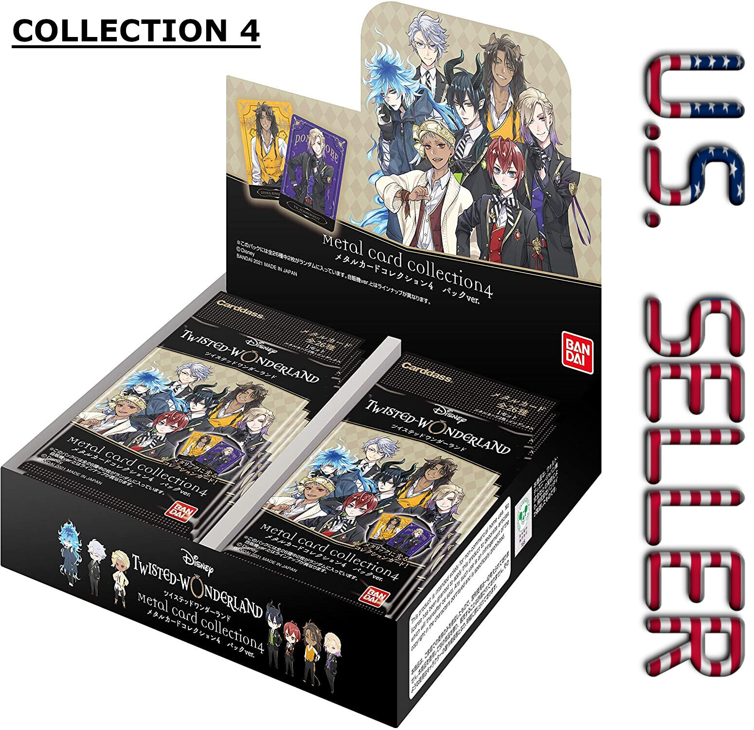 Bandai Disney Twisted Wonderland Metal Card Collection 4 Box Japan US SELLER