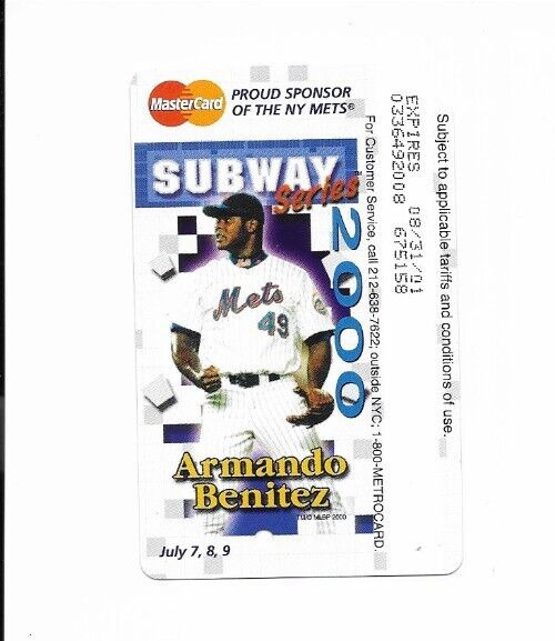 Armando Benitez Subway 2000 New York MetroCard Metro Card - Card has no Value