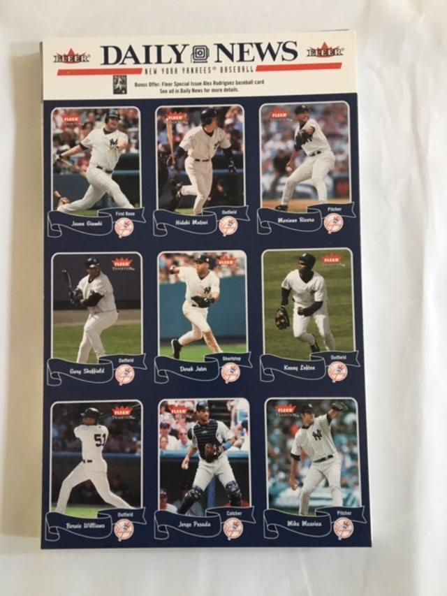 2004 Fleer NY Yankees Baseball Daily News 9 Card Uncut Sheet Baseball Cards