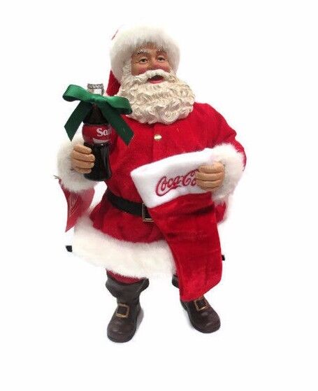 Coca-Cola  Kurt Adler 2017 Fabriche Santa with Coke and Stocking- BRAND NEW