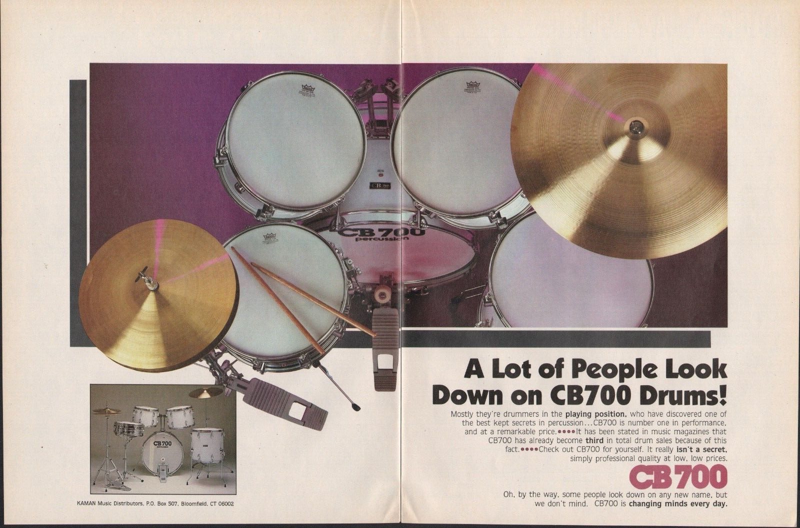 1983 2pg Print Ad of CB700 Drum Kit