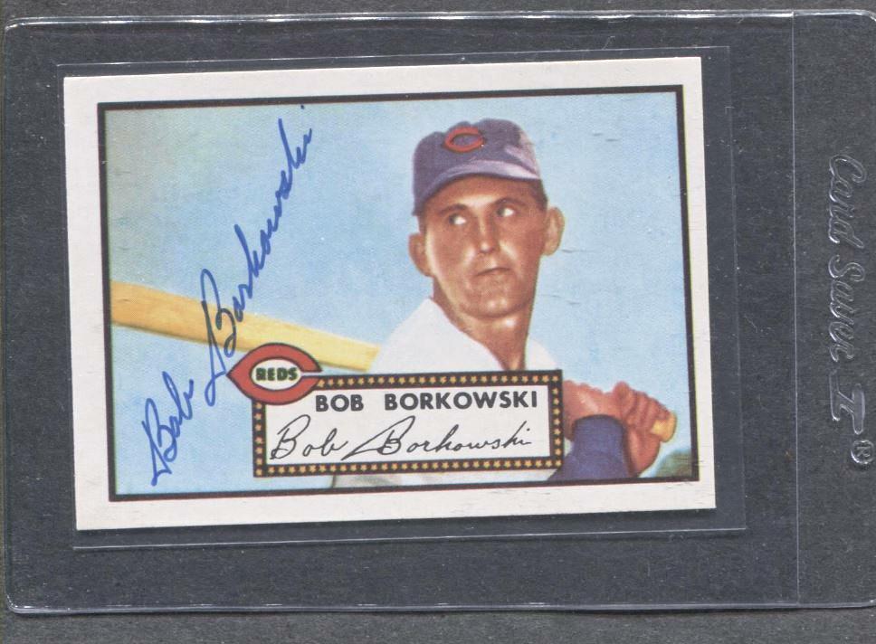 1952 Topps #328 Bob Borkowski Signed Reprint Card (Reds) 