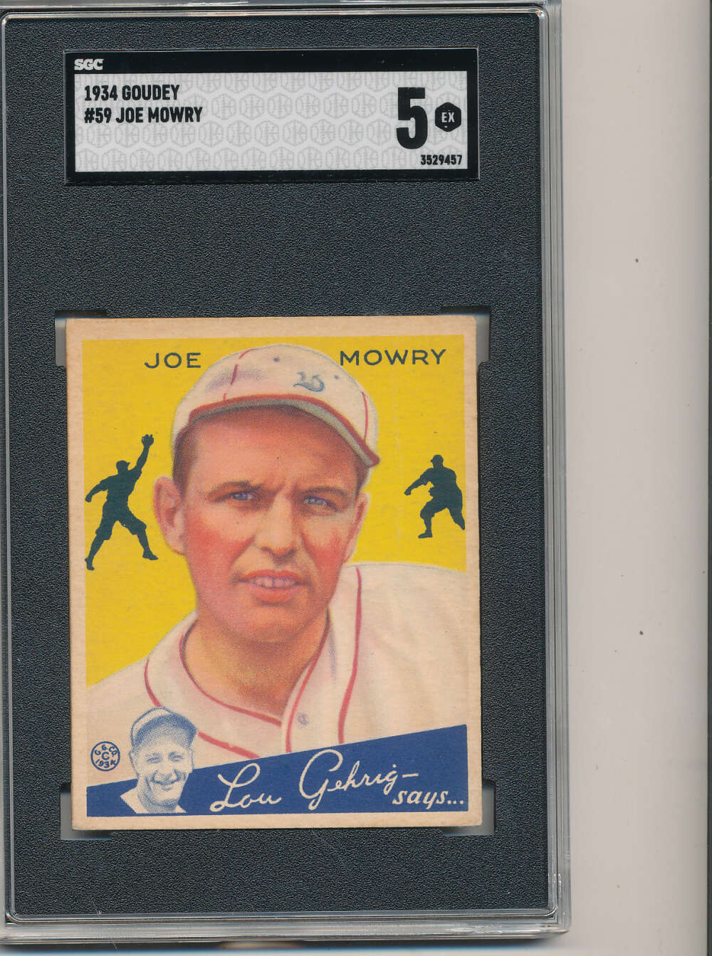 1934 Goudey Joe Mowry Boston Braves #59 card SGC 5 ex bxm3