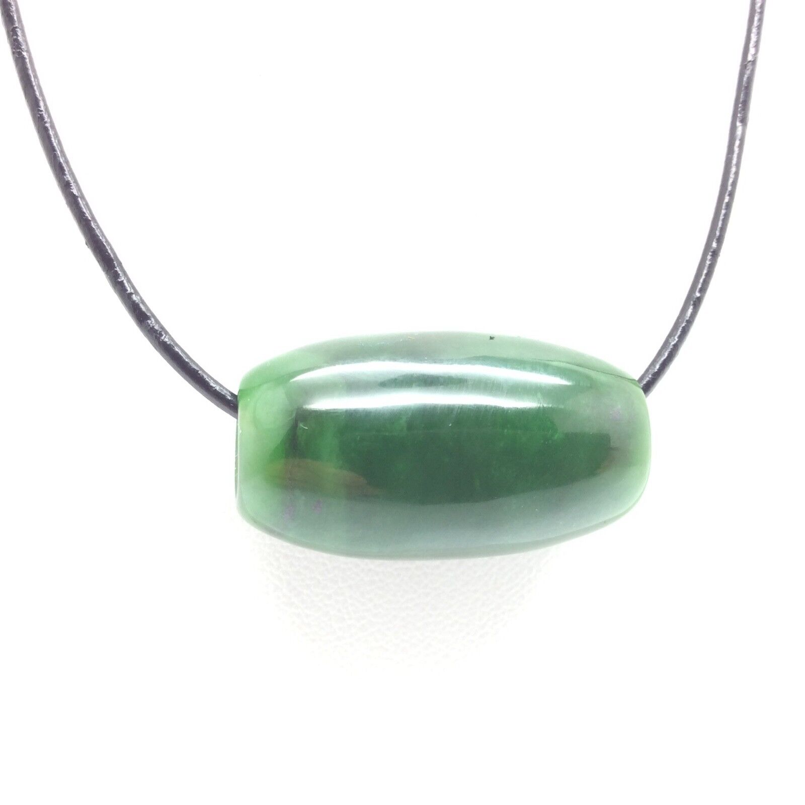 Canada Nephrite Jade Tube Bead Pendant Green Stone Necklace British Columbia #4