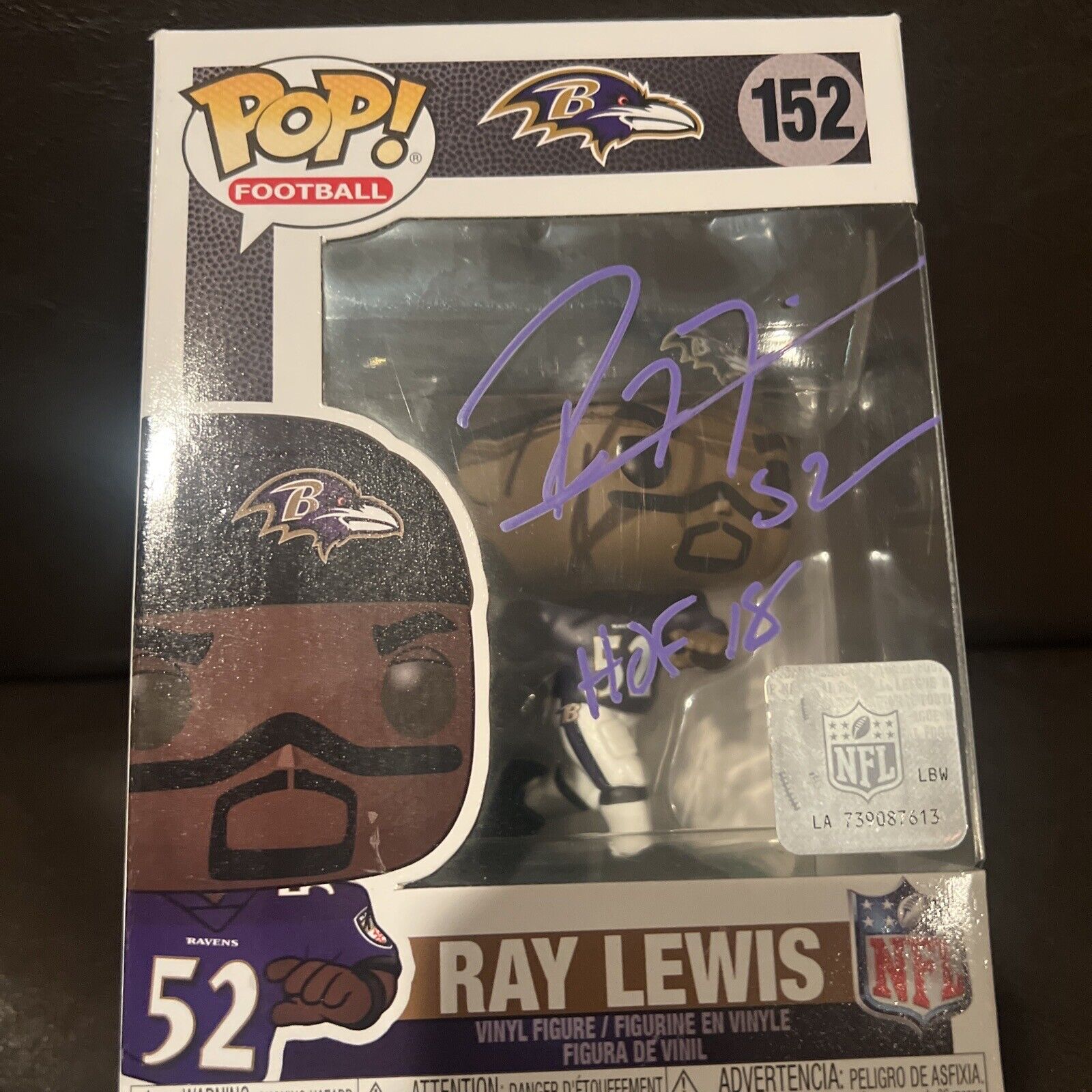 Ray Lewis signed Funko Pop NFL: Baltimore Ravens - RAY LEWIS HOLOGRAM