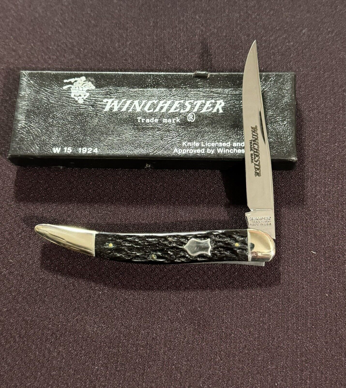 Winchester Knife Made In 1987, Model 1924 Single Blade Bone Handle Toothpick