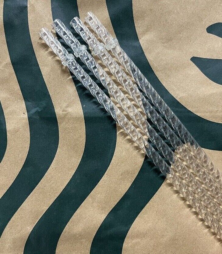 4PCS Starbucks Reusable Plastic Straws Venti Tumbler Suction Pipes Clear Color