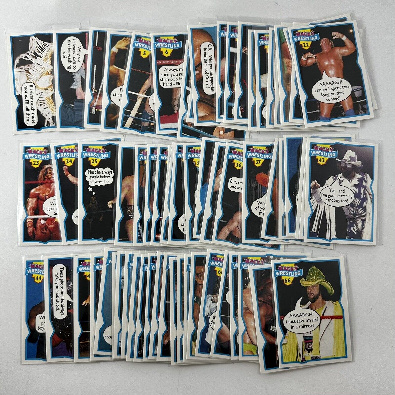 1993 Topps Wacky Wrestling Complete Card Set 66 Ireland Exclusive - USA Seller