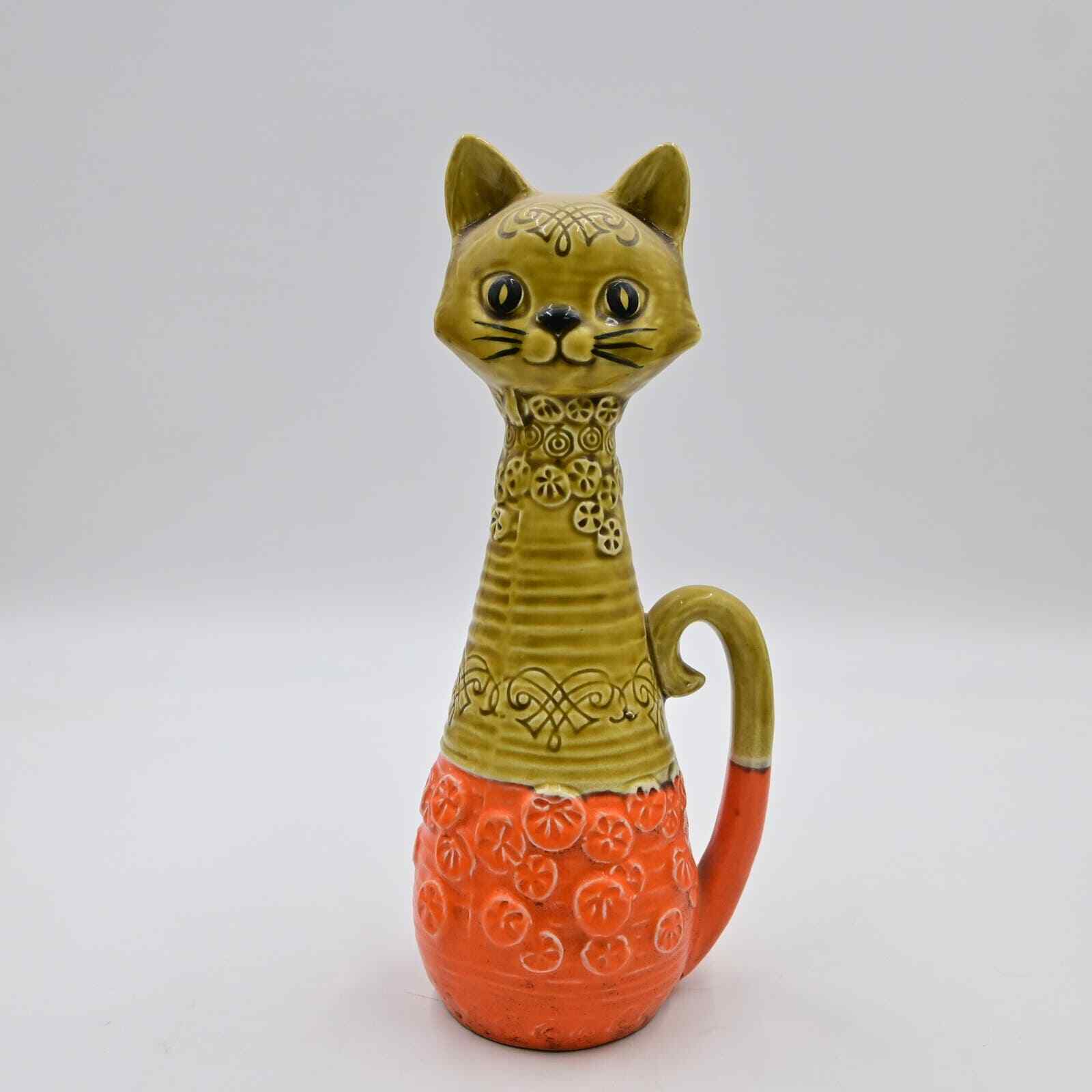 Vintage 1960s Mid Century Modern Atmoic Napcoware Cat With Handle Figure