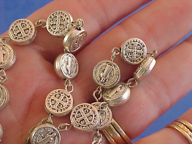 Rare St BENEDICT Rosary NECKLACE Medal Protection Exorcisms Saint Metal Crucifix