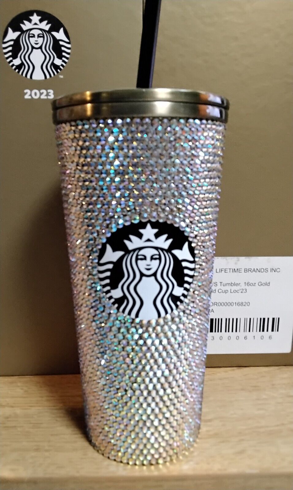 2023 STARBUCKS PHILIPPINES GOLD RHINESTONE STAINLESS STEEL COLD CUP NEW W/ BOX