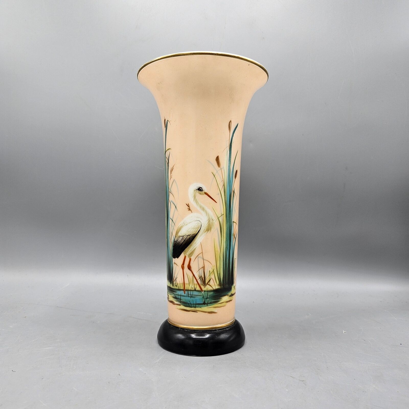 Antique Mt. Washington Painted Milk Glass Vase by Smith Brothers