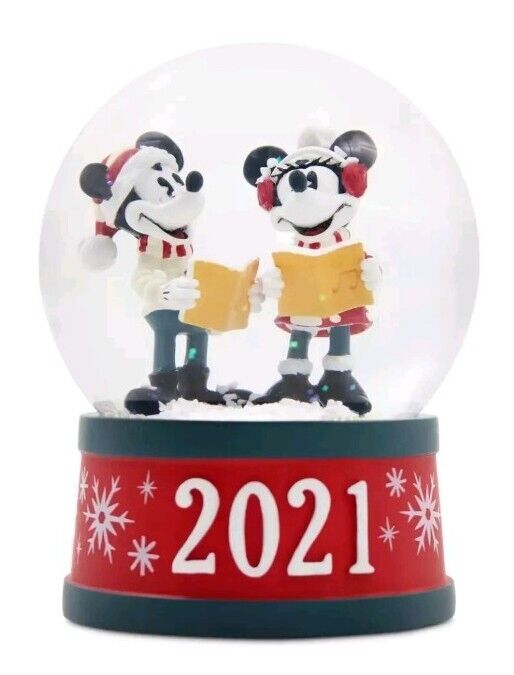 NIP Disney Store 2021 Mickey And Minnie Mouse Christmas Carol Holiday Snow Globe
