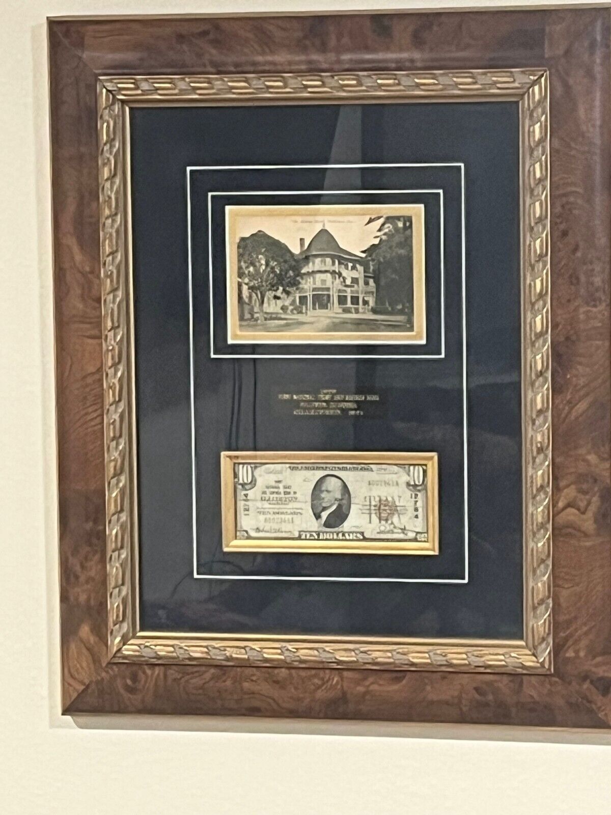 Beautiful Framed 1929 $10 Fullerton CA First National Trust & Savings Bank Bill