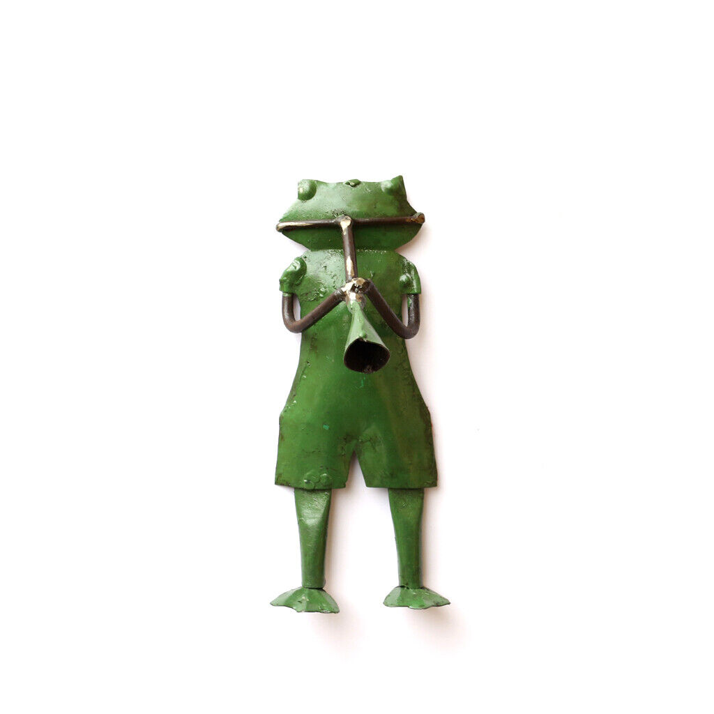 Recycled Iron Figure Mini Frog Wall Mount wall decor Green (Set of 2)