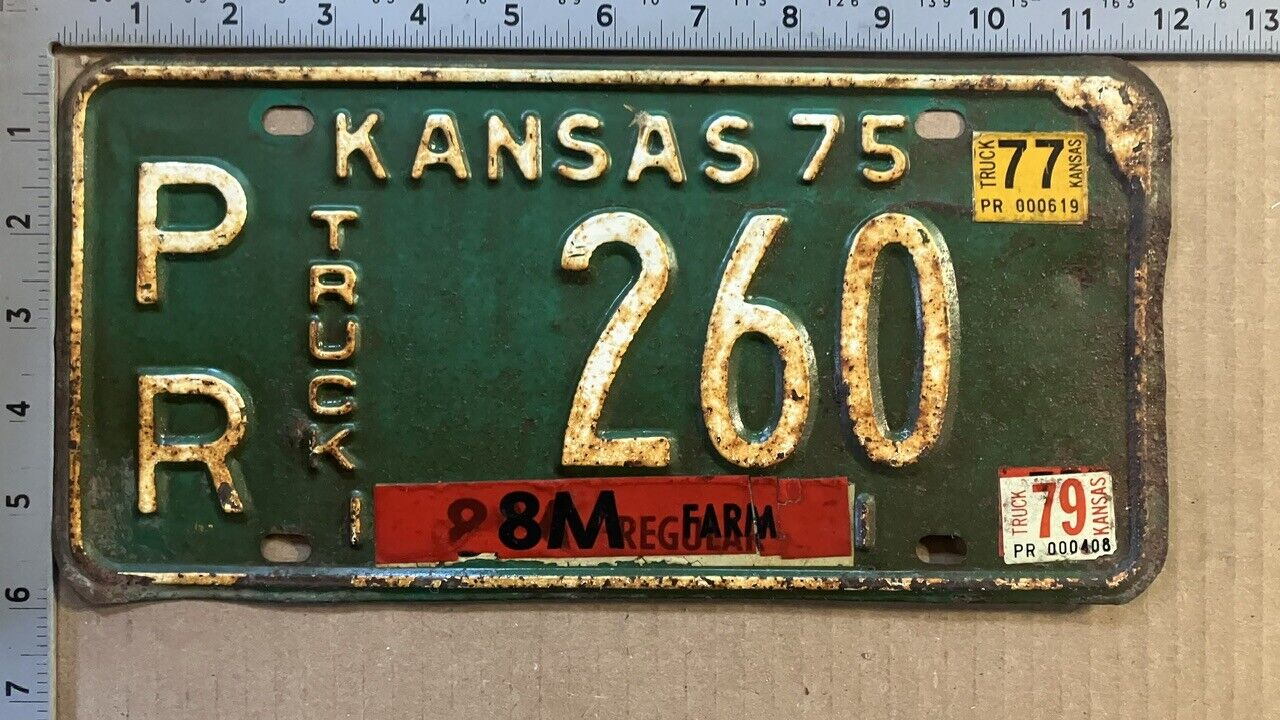 1979 Kansas farm truck license plate PR 260 YOM DMV Pratt great PATINA 13727