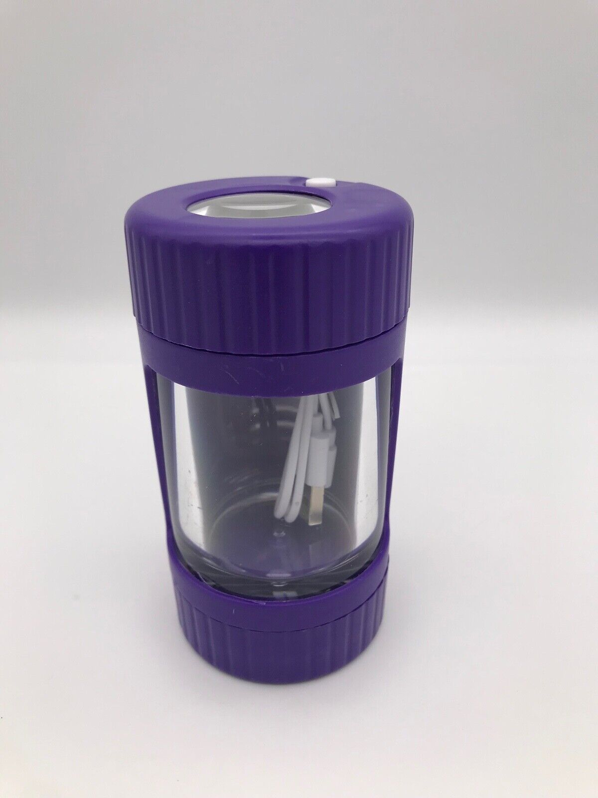 PURPLE  Manual Spice Herb Grinder with Light-Up Storage Jar / Magnifying Lid USB