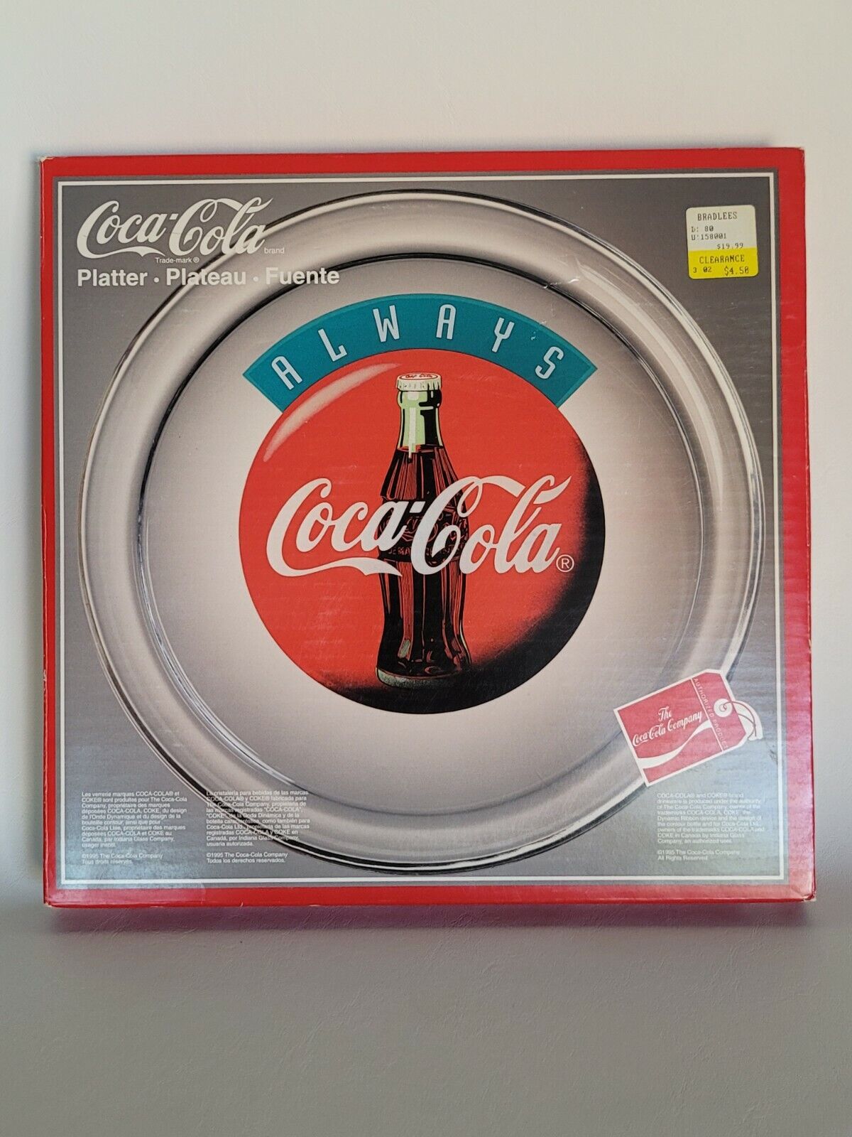 Vintage Coca-Cola 1995 Glass Platter 13” Always Coca-Cola Indiana #5533 New NOS