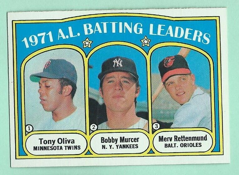 1972 A.L. Batting Leaders #86, NrMt.