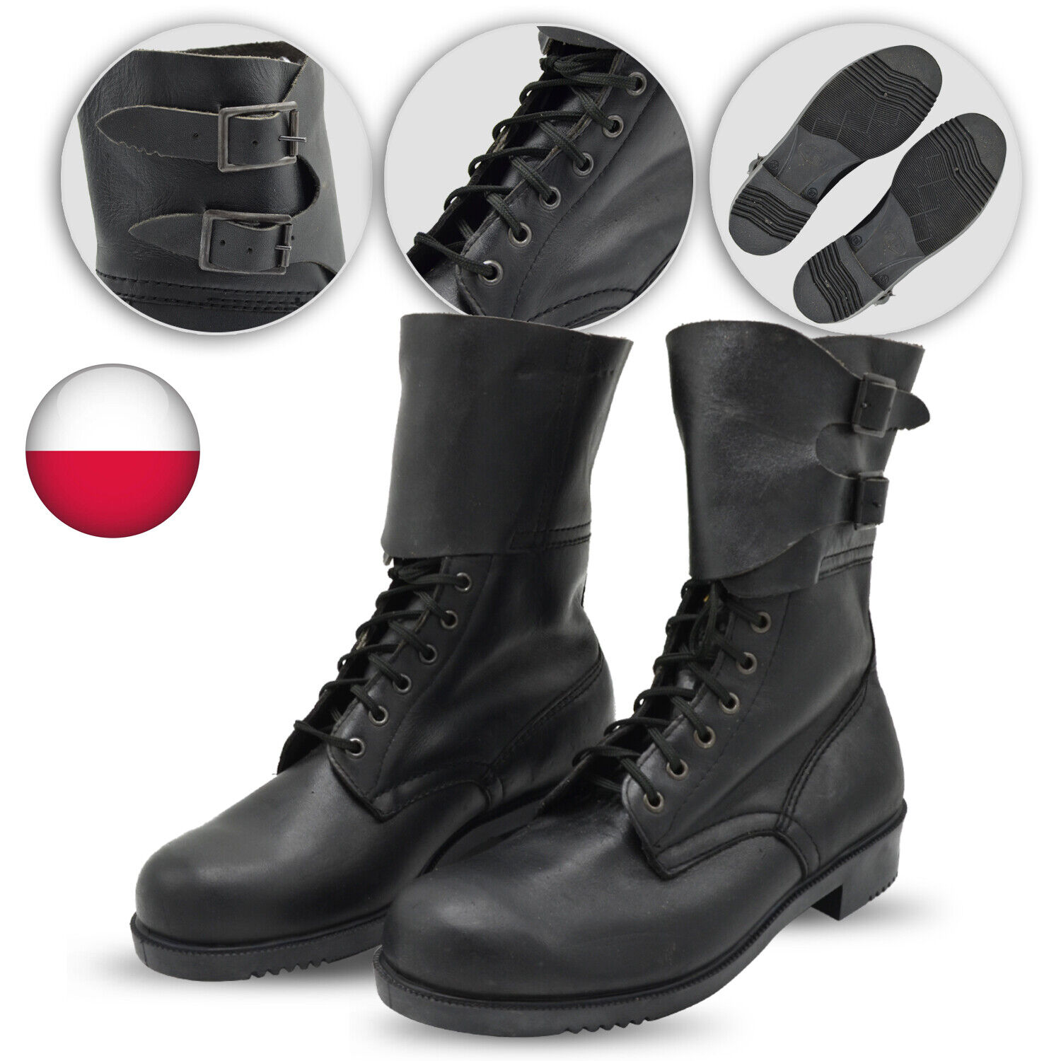 Classic Boots Original Polish Army Soviet Era 80s Leather Vintage Rare Black