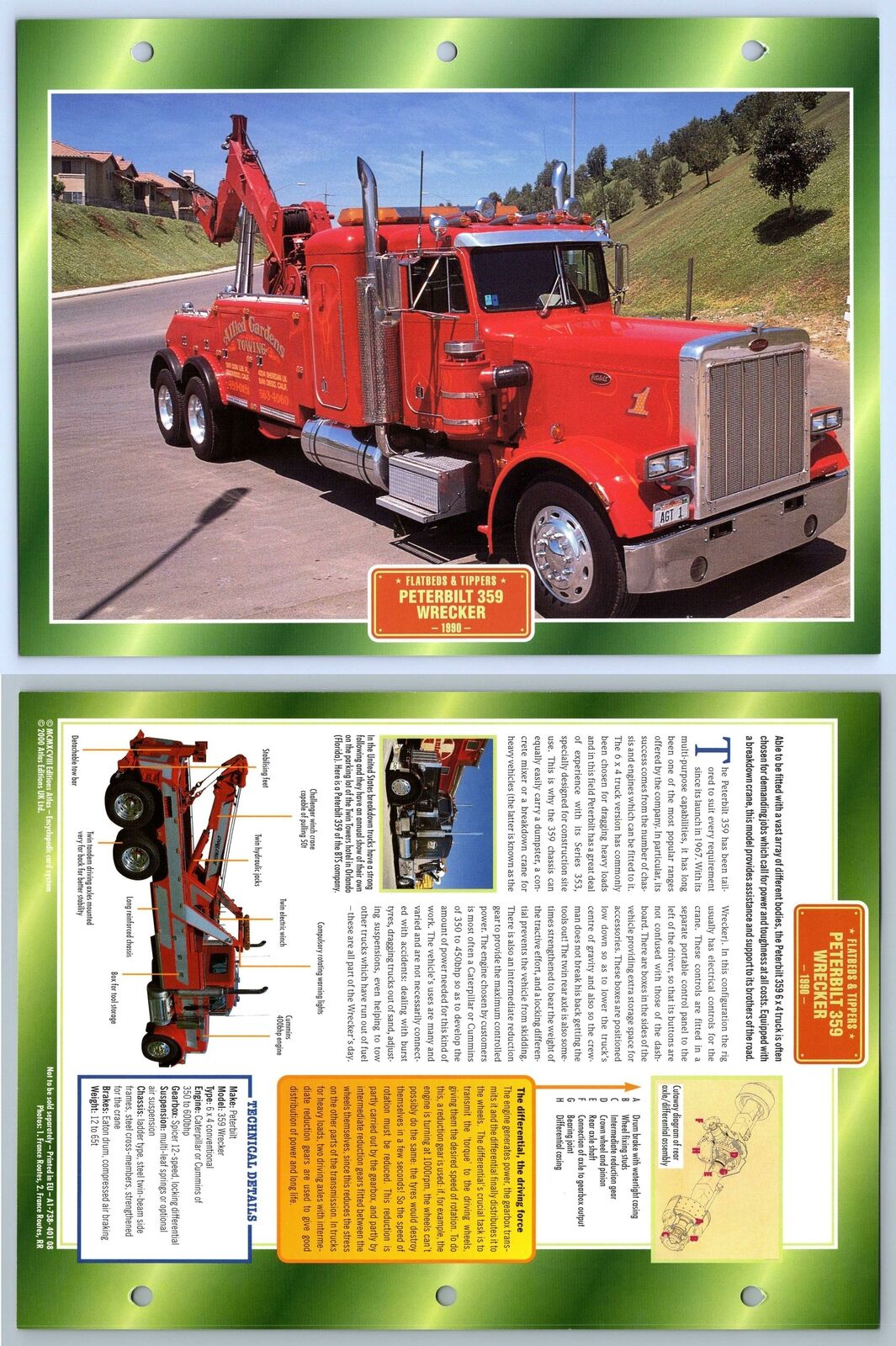 Peterbilt 359 Wrecker - 1990 Flatbeds & Tippers Atlas Trucks Maxi Card