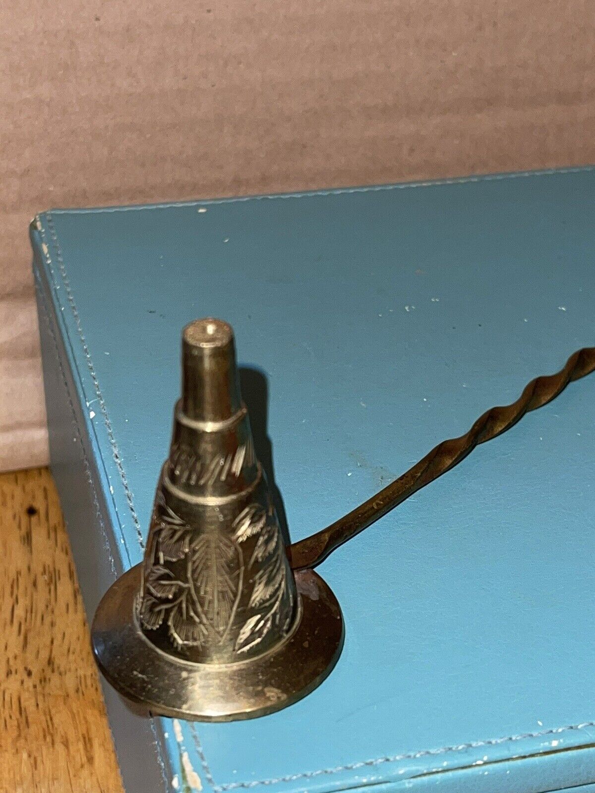 Vintage Etched brass Candle Snuffer Snuff #1