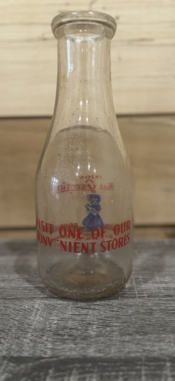 RARE & Beautiful Miss Georgia Dairy Products 1 Quart Vintage Milk Bottle