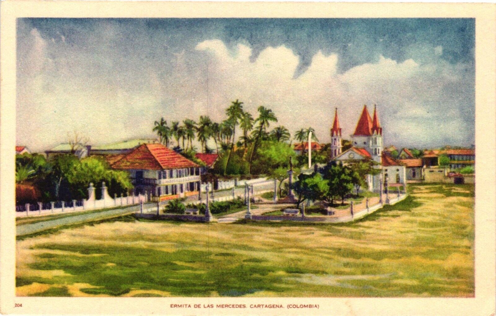 Vintage Postcard- 204. Ermita de las Mercedes Cartagena, Columbia. Unposted 1930