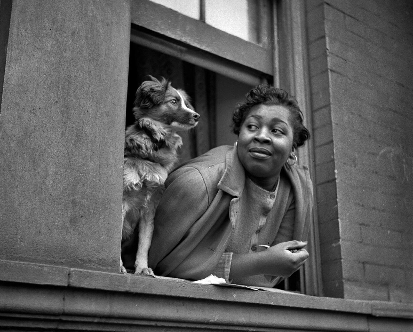 1943 HARLEM Woman and Her Dog 8.5X11 PHOTO