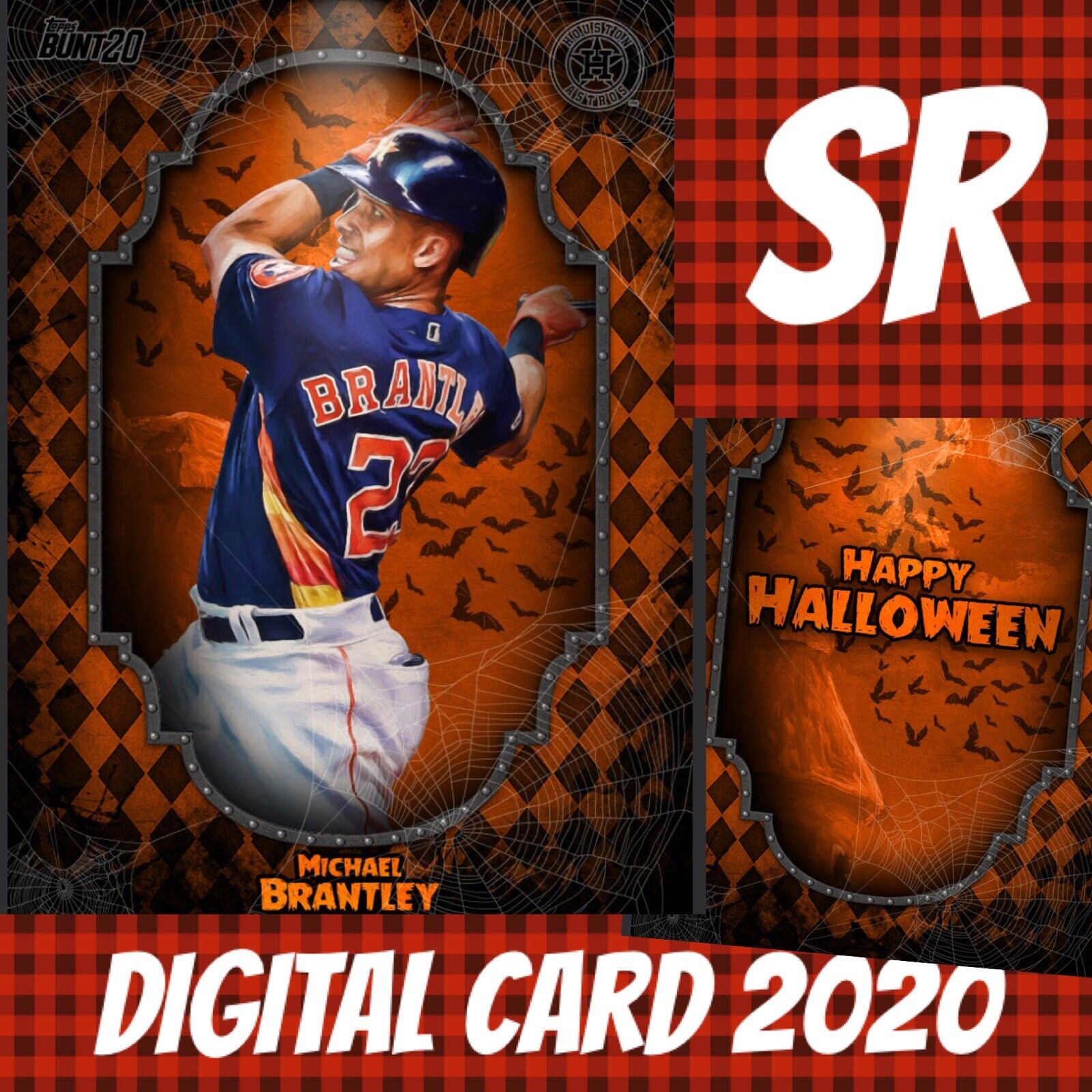 2020 Topps Colorful 20 Michael Brantley Halloween Orange Base Digital Card