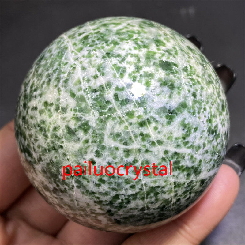 1pc 360g+ Natural Qinghai jade Ball Quartz Crystal Sphere Reiki Healing 60mm+