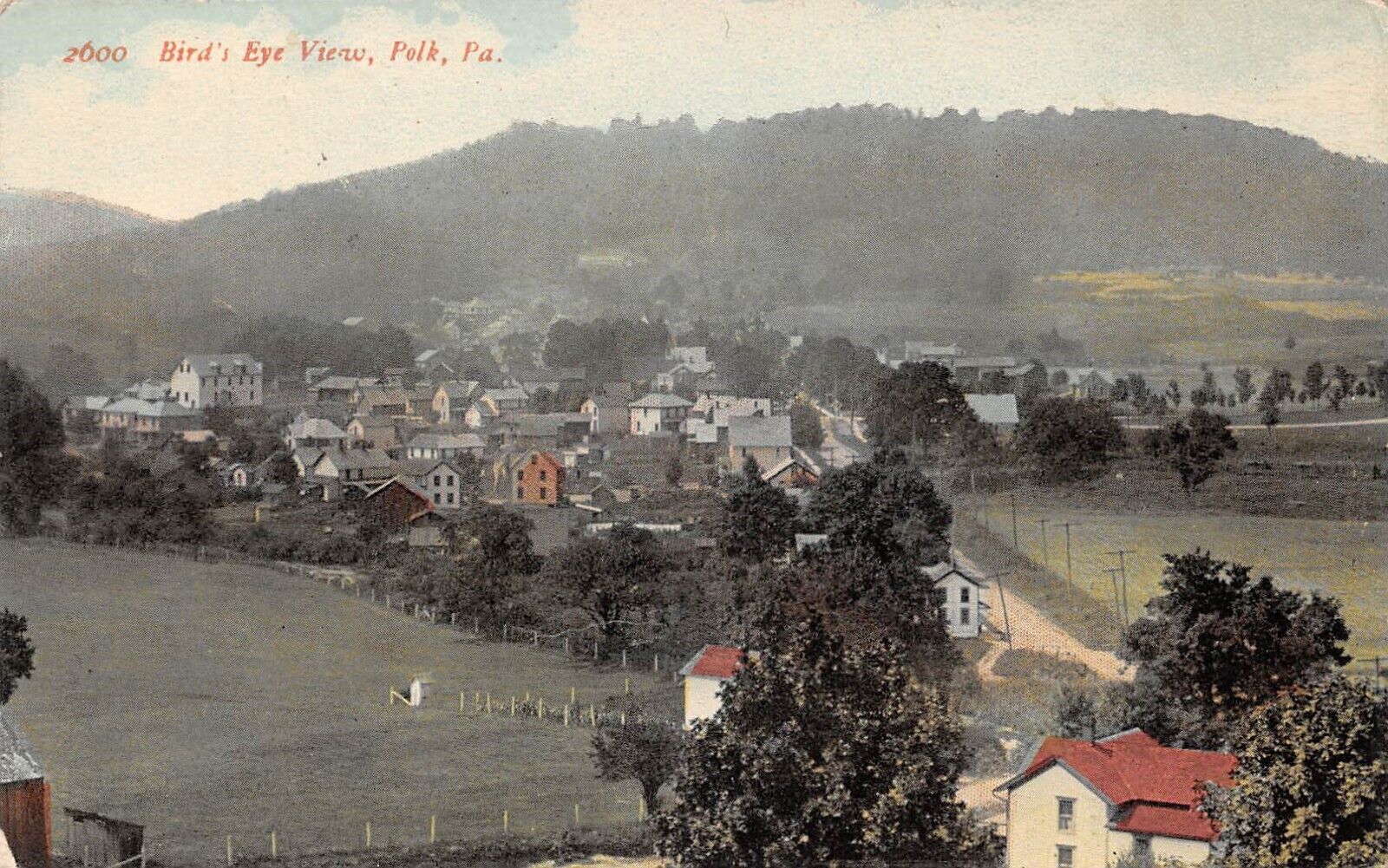 Polk PA-Pennsylvania Bird\'s Eye View 1914 Postcard 7705