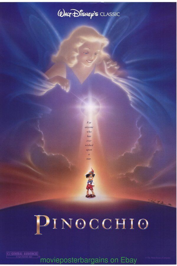 PINOCCHIO MOVIE POSTER DS Disney Animation R92 Autographed By Artist JOHN ALVIN